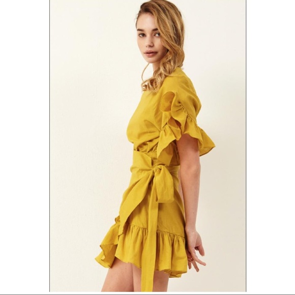 Storets Avril Yellow Wrap Dress - Picture 2 of 7